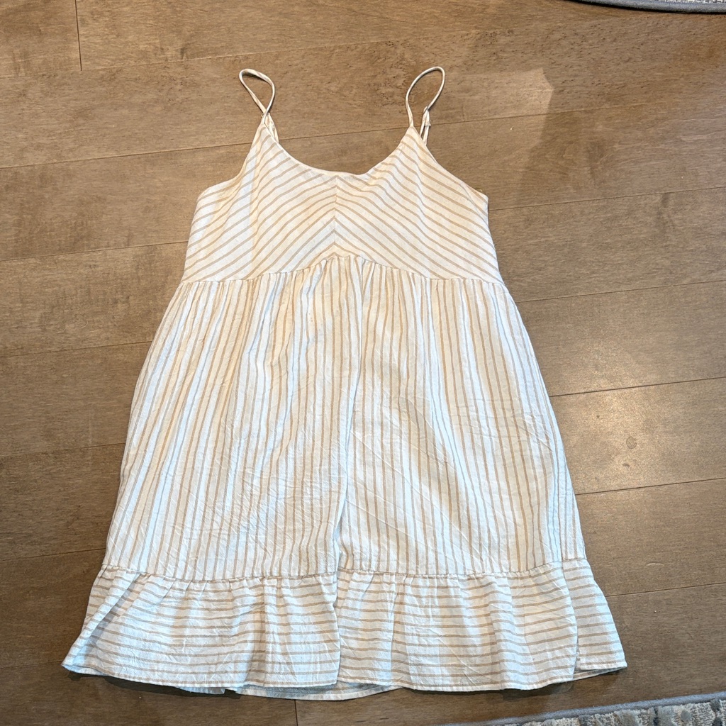 Altar'd State White And Beige Striped Mini Dress